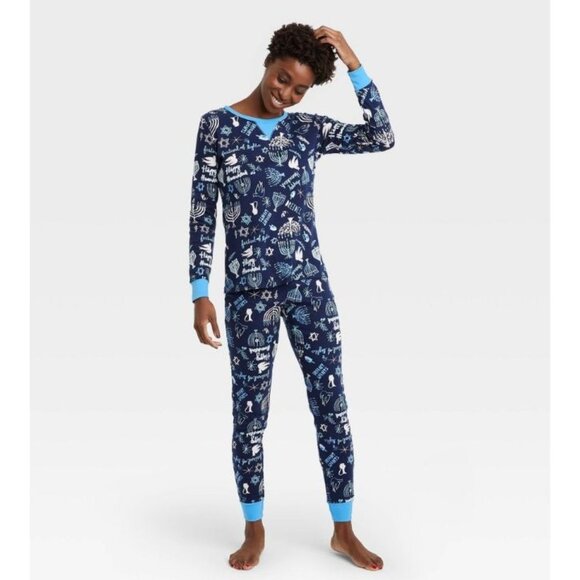 Wondershop Women's Holiday Hanukkah Print Matching Family Pajama Set Blue XXL - Picture 1 of 6